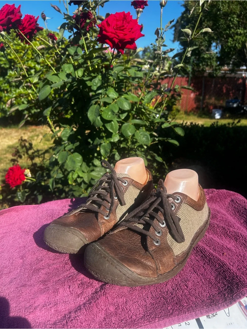 Keen Denver Mens Brown Woven Fabric Leather Outdoor Hippie Grunge Shoes Sz 9